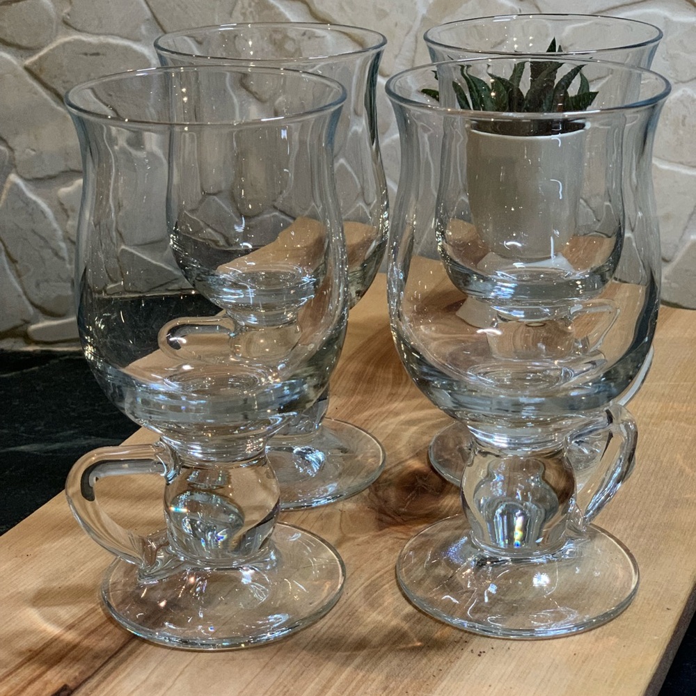 PASABACHE | Set of 4 | Clear Glass Spanish or Irish Coffee Mugs